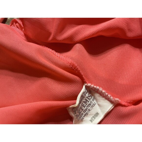 Vintage Gossard Artemis Pink Nightgown Medium 1960s Chiffon Layer Lace Appliqué - Picture 10 of 10